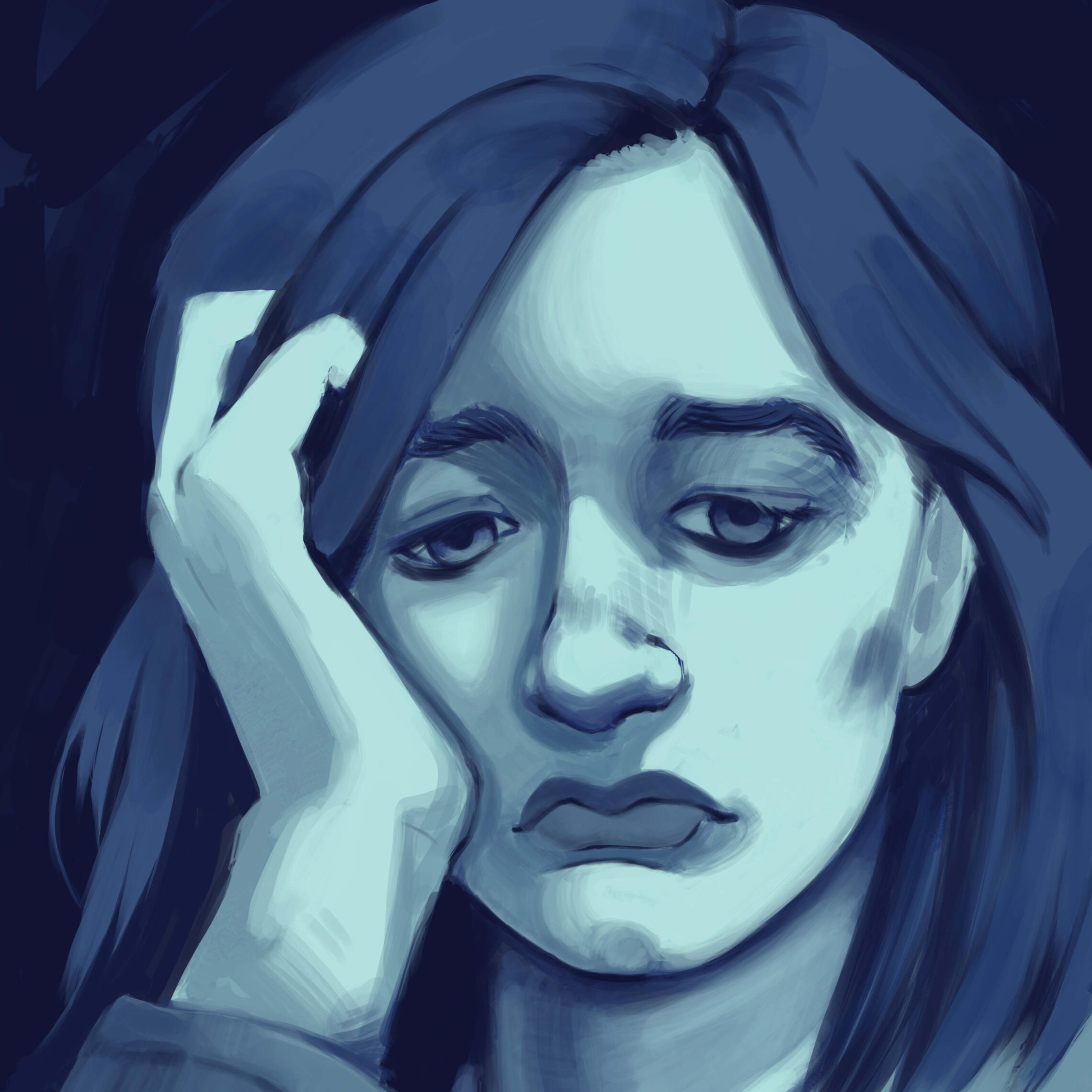 Blue portrait, digital (photoshop)